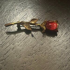 Vintage Gold Tone Pink and Red Rose Brooch Tancer II